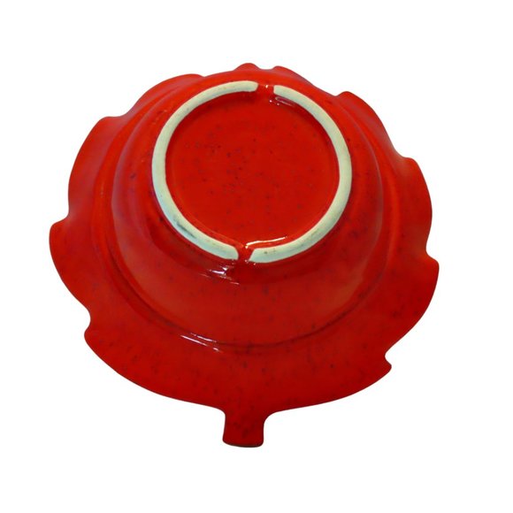 Vintage California Ceramic Pottery Leaf Bowl - Fall Colours and Swirls - Orange - Picture 2 of 5